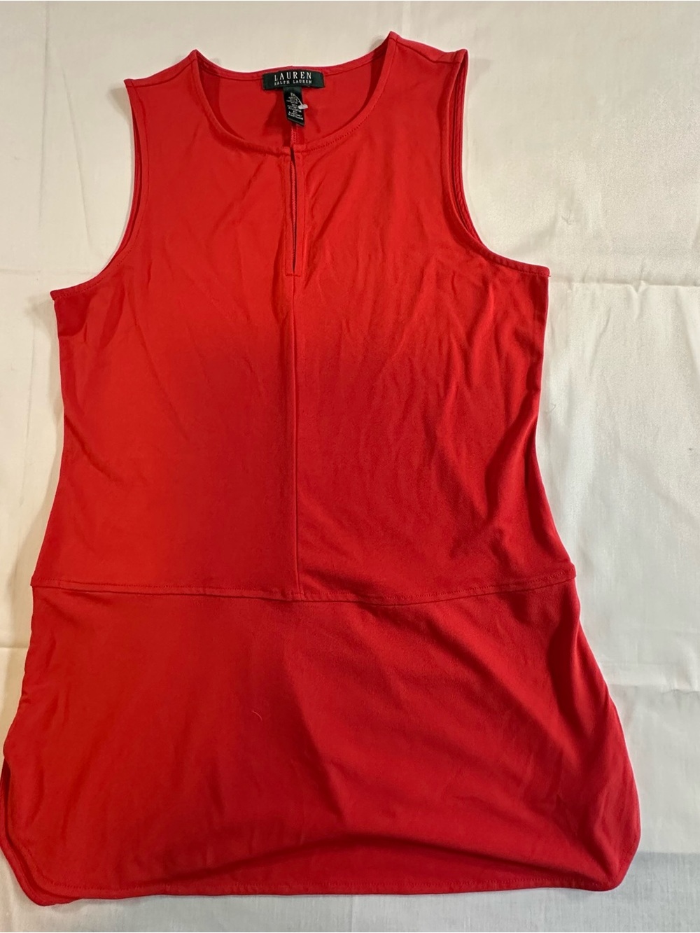 Ralph Lauren Red Sleeveless Zip-Front Tank Top